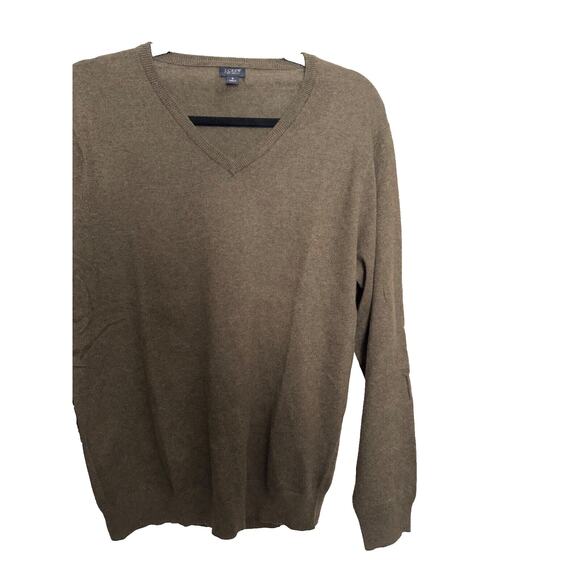 J. Crew Sweater Men’s Small Green Cotton and Cashmere V-Neck Pullover - Picture 2 of 5